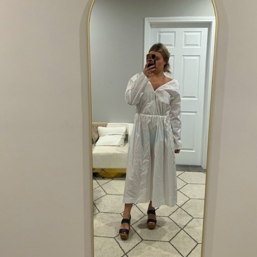NWT Devotion Twins Jumpsuit Oversized Wide Leg Drawstring V Neck Carolina White